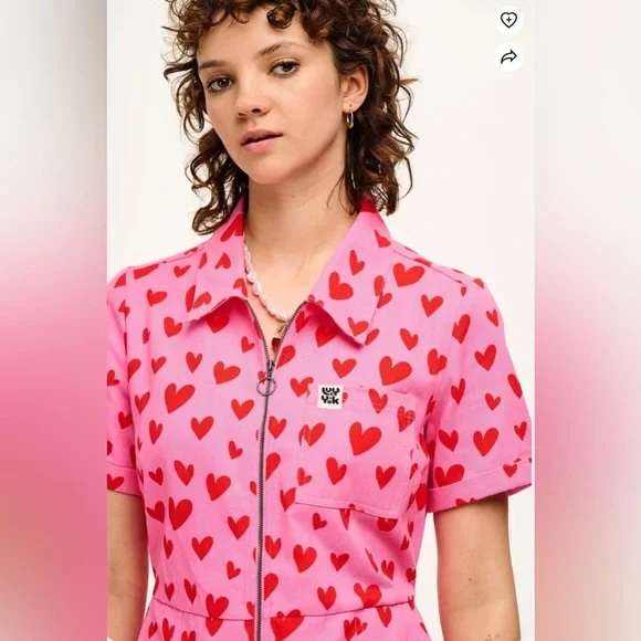 Lucy & Yak Pink and Red Heart Jumpsuit — 20 UK/16 US - Picture 2 of 8